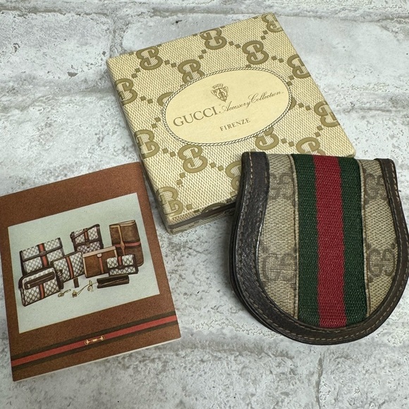 1980’s Vintage Gucci Coin‎ Purse Web GG Canvas w/ Order Box Accessory Collection - Picture 1 of 11